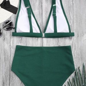 Textured Plunge High Waisted Bikini